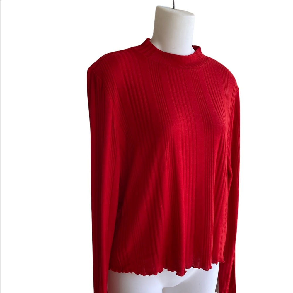 Candie's Red Mock Neck Ribbed Sweater Lightweight Soft Junior Large NWT